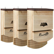 PawHut wooden bat boxes, pack of three, studio view showing bat entrance cutout and PawHut logo