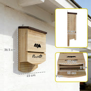 Dimension diagram of the PawHut bat box: 36.5 cm height, 23 cm width, 9 cm depth and landing pad size