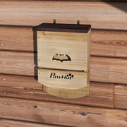 PawHut bat box mounted on wooden wall siding, front view