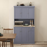 Tall Freestanding Kitchen Cabinet With Drawer and Open Countertop For Storage, Grey