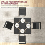 Black 2 Seater Dining Table Set with Steel Frame Space Saving Design for Small Kitchens