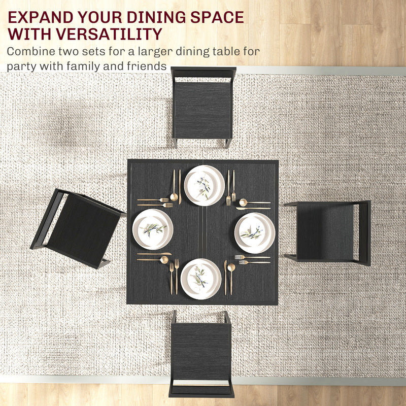 Black 2 Seater Dining Table Set with Steel Frame Space Saving Design for Small Kitchens