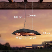 Dimension diagram: 45L x 45W x 10H cm with 100 cm hanging chain