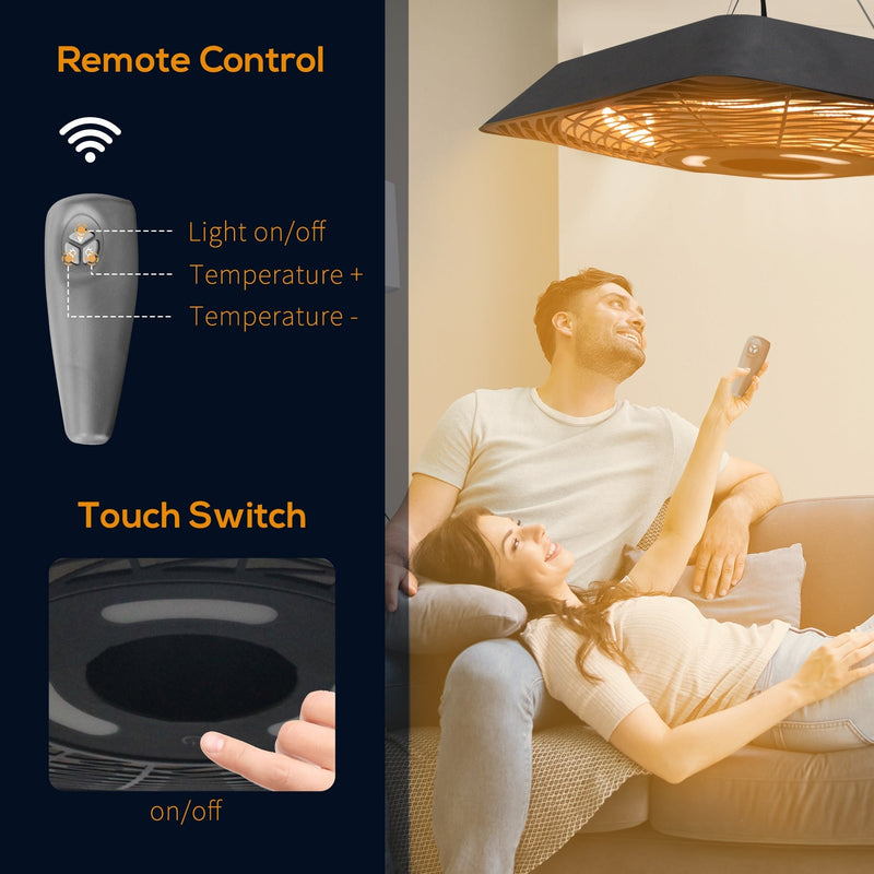 Remote control and touch switch diagram for adjusting light and temperature