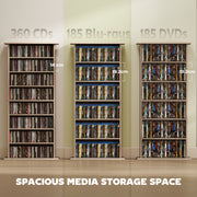 Tall Rotating CD Storage Tower With 360 Degree Access For Home Organisation Natural Wood AOSOM