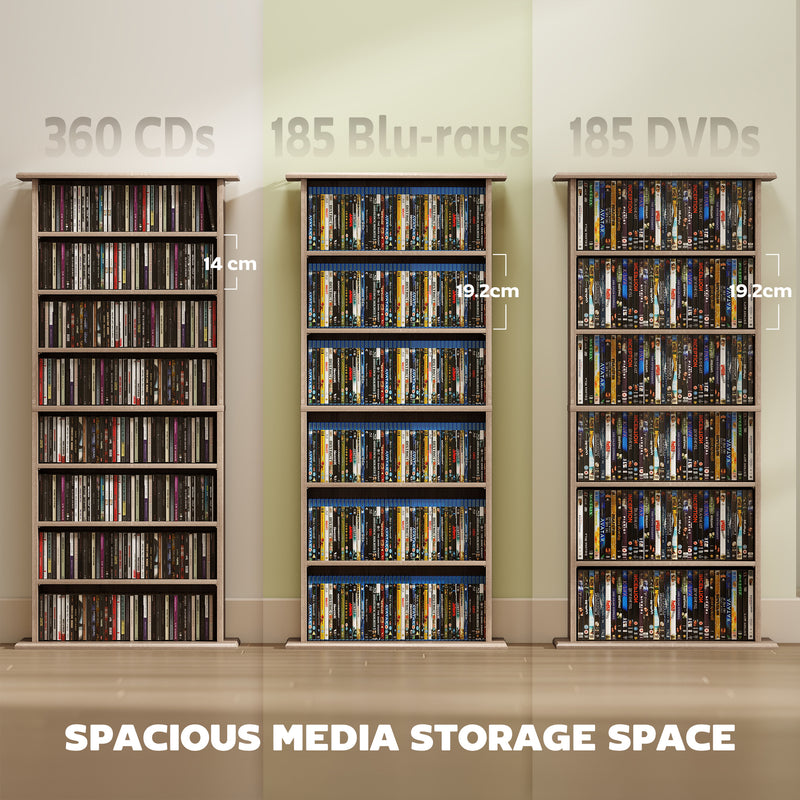 Tall Rotating CD Storage Tower With 360 Degree Access For Home Organisation Natural Wood AOSOM