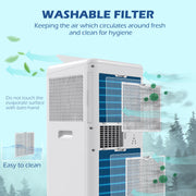 12000 BTU Portable Air Conditioner with Dehumidifier and Timer for Rooms Up to 35m² White