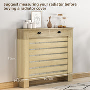 Radiator Cover with Slatted Front and Storage Drawer for Safe Family Homes Oak Homcom