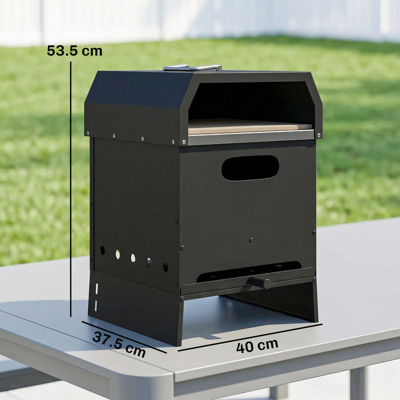 Outdoor Pizza Oven and Charcoal Grill for Stone Baked Pizza and Smoky Barbecue Black Outsunny