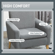 Upholstered Accent Armchair with Wide Padded Seat and Wooden Legs for Living Room Grey