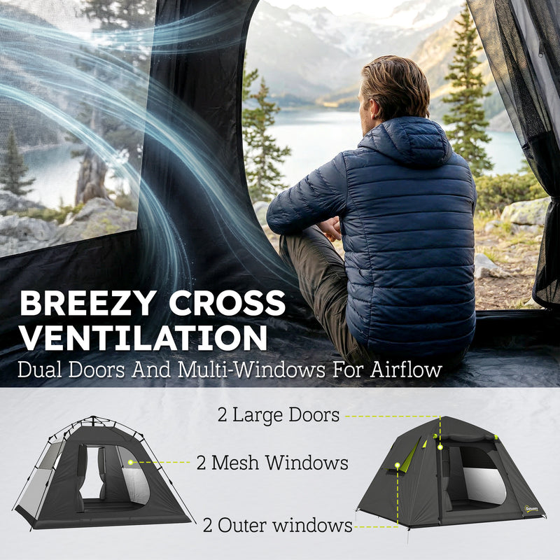 2 Person Waterproof Camping Tent with Spacious Interior and Easy Setup Grey Green
