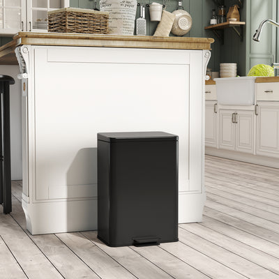 20L Pedal Kitchen Bin with Soft Close Lid and Removable Inner Bucket Matte Black AOSOM