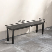Garden Bench for Two with Durable Wood Effect Seat and Steel Frame Grey Black Outsunny
