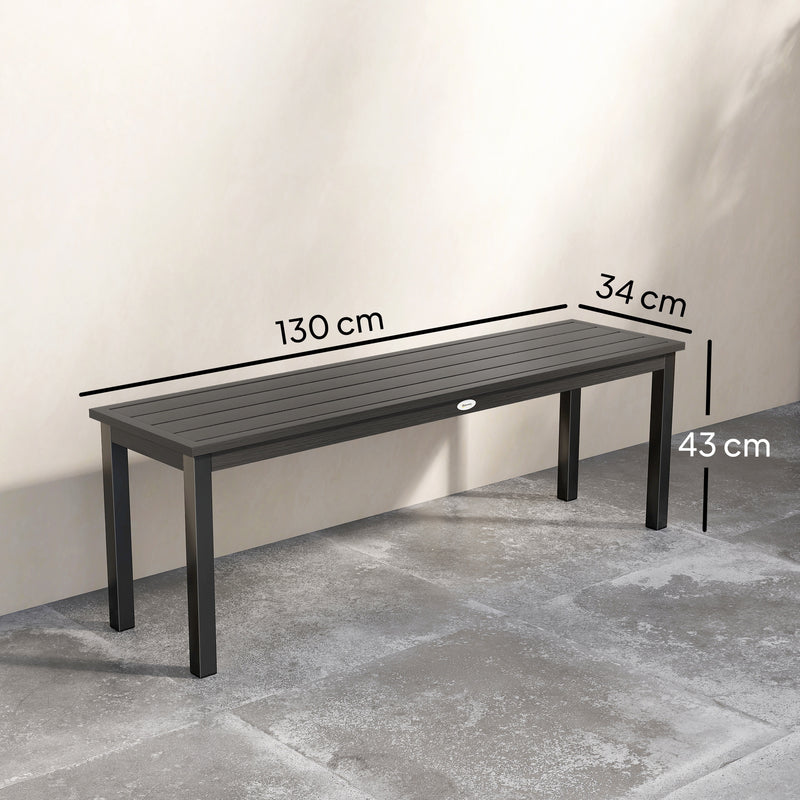 Garden Bench for Two with Durable Wood Effect Seat and Steel Frame Grey Black Outsunny
