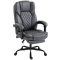 Reclining Office Chair with Adjustable Height and Footrest for Comfortable Home Working Grey Black Homcom
