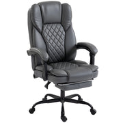 Reclining Office Chair with Adjustable Height and Footrest for Comfortable Home Working Grey Black Homcom