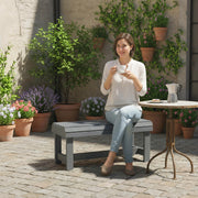Wooden Garden Bench for Two with Curved Seat and Water Resistant Finish Grey Outsunny