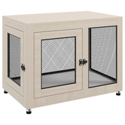 2 in 1 Dog Crate and Side Table with Soft Cushion and Double Doors for Large Dogs, Grey