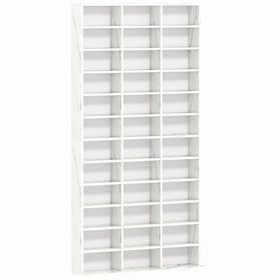Tall CD Storage Cabinet with Adjustable Shelves Ideal for Home or Office Use Marble Effect