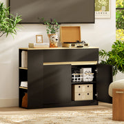 Sideboard with Adjustable Shelves for Space Saving Storage in Dining Room or Kitchen Oak Wood Effect AOSOM