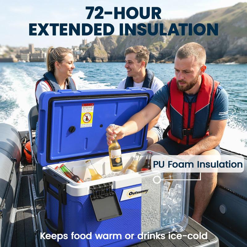 Cooler Box for Camping Keeps Food and Drinks Cold Up to 3 Days 42L Dark Blue Outsunny