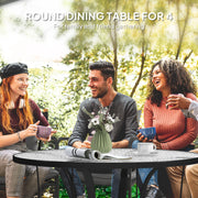 Round Outdoor Dining Table with Tempered Glass Top and Parasol Hole 96.5cm by Outsunny