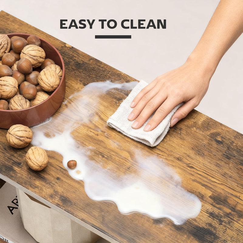 Slim S Shaped Side Table with 3 Storage Shelves Ideal for Small Spaces Rustic Brown