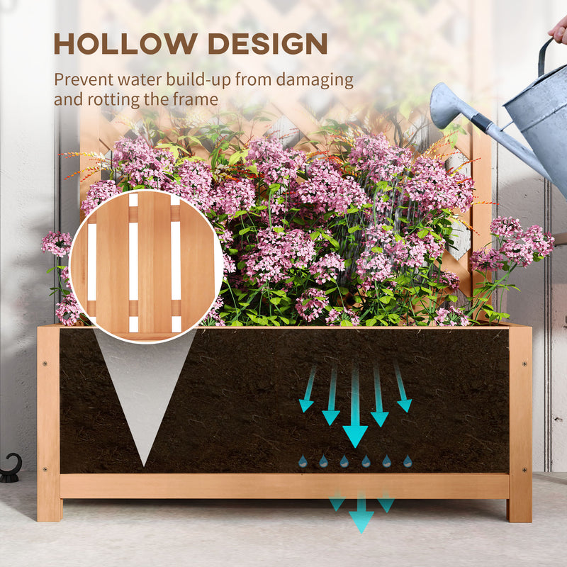 Wooden Garden Planter Box With Trellis For Climbing Plants And Flowers Brown Outsunny