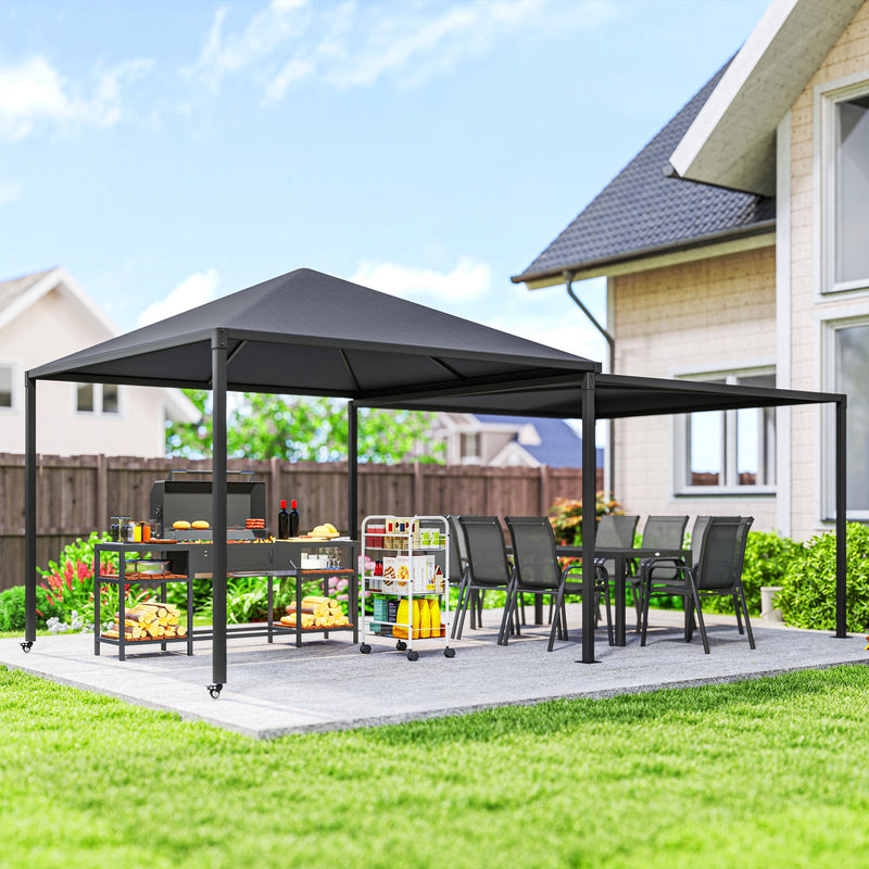 3x3m or 3x6m Garden Gazebo with Extendable Awning and Wheels UPF30+ Shelter for BBQs and Events by Outsunny