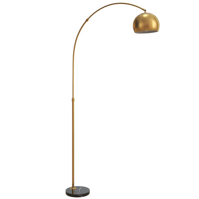 Gold Arc Floor Lamp with Black Bell Shade and Marble Base for Living Room by HOMCOM