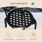 3 Piece Black Cast Aluminium Garden Bistro Set With Umbrella Hole by Outsunny