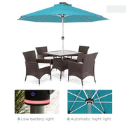 Blue 3m Garden Parasol With Solar LED Lights Ideal For Outdoor Shade And Evening Use