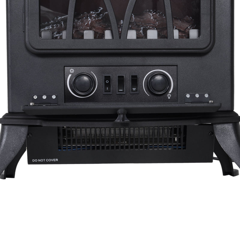 Electric Fireplace Heater for Quick Room Warmth with Adjustable Heat and Flame Effect Black