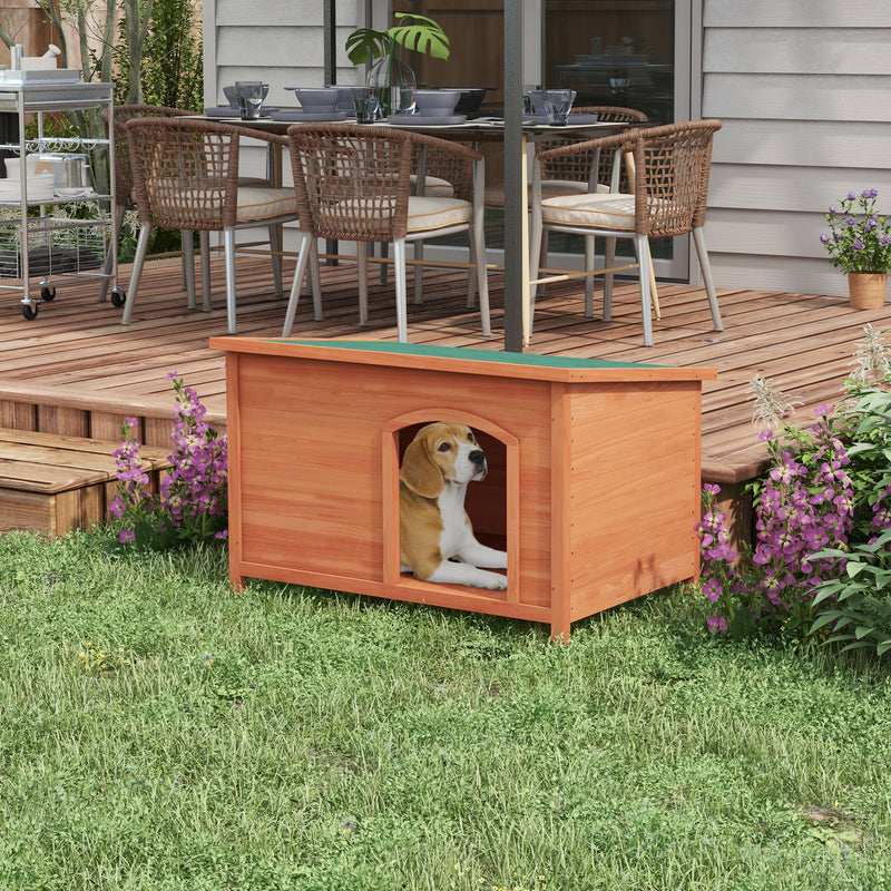 Outdoor Wooden Dog Kennel With Removable Floor and Open Roof for Easy Cleaning Natural Wood