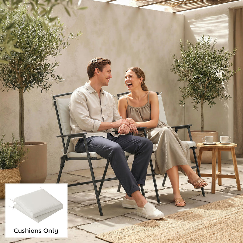 Outdoor Chair Cushion Set for Garden Comfort with Water Resistant Covers Cream White Outsunny