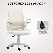 Ergonomic Mesh Office Chair With Lumbar Support And Flip Up Arms For Home Or Office White