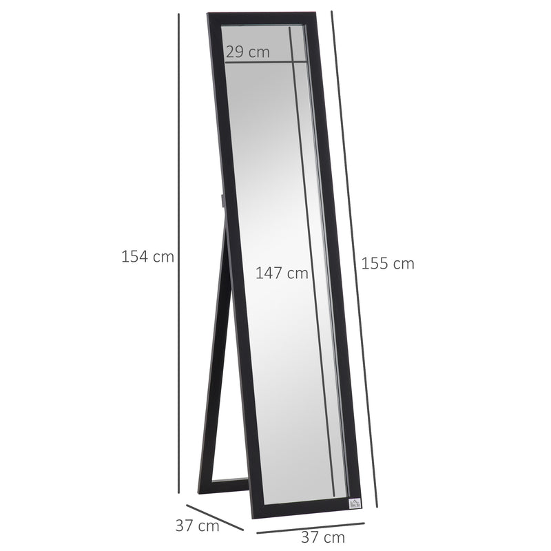 Free Standing Full Length Dressing Mirror with Wall Mount Option for Bedroom 154 cm, Black