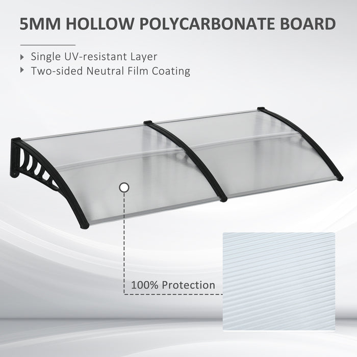 Clear Front Door Porch Canopy 200 x 96cm Outdoor Awning Rain Shelter for Windows and Porches by Outsunny