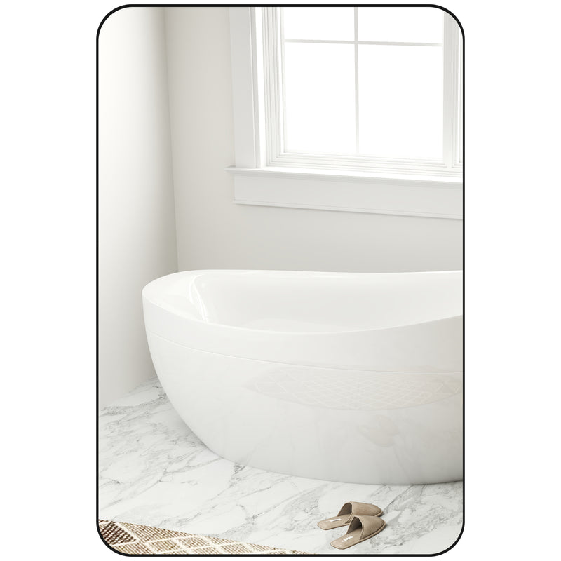 Curved Black Bathroom Mirror 90 x 60cm Modern Wall Mounted Design by HOMCOM