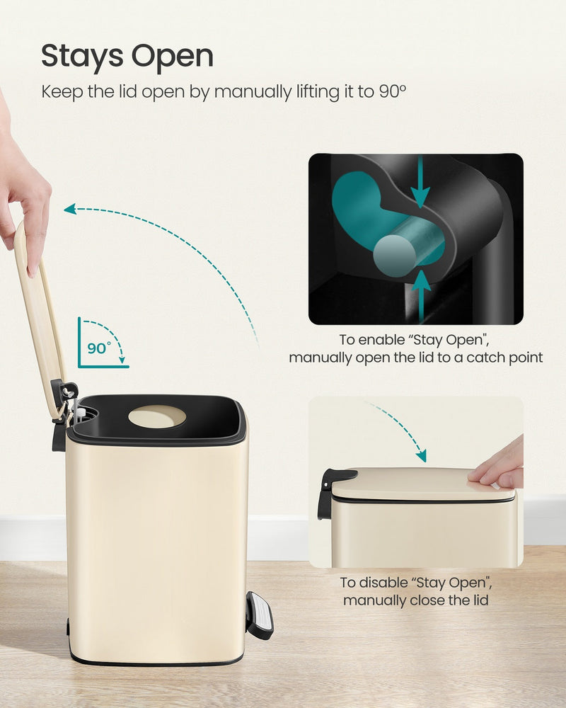 Diagram showing how to manually lift the lid to 90 degrees so it stays open