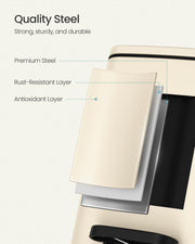 Close-up of the steel layers showing the rust-resistant and antioxidant coating