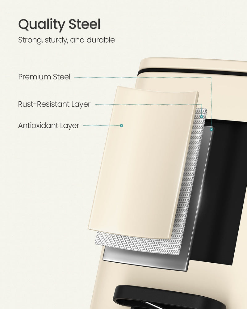 Close-up of the steel layers showing the rust-resistant and antioxidant coating