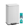 SONGMICS 50L steel pedal bin in Cloud White with pack of 15 compatible rubbish bags