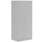 Grey Double Panelled Door Wardrobe with Shelves for Bedroom Storage by HOMCOM