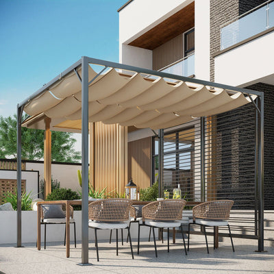 Metal Frame Pergola With Fabric Roof, 3m x 3m Outsunny