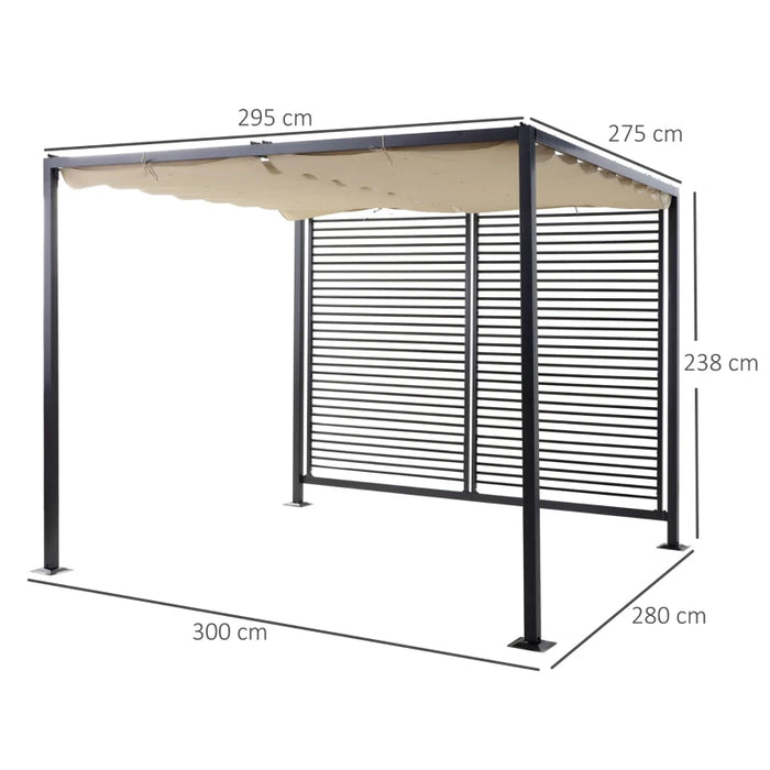 Metal Frame Pergola With Fabric Roof, 3m x 3m