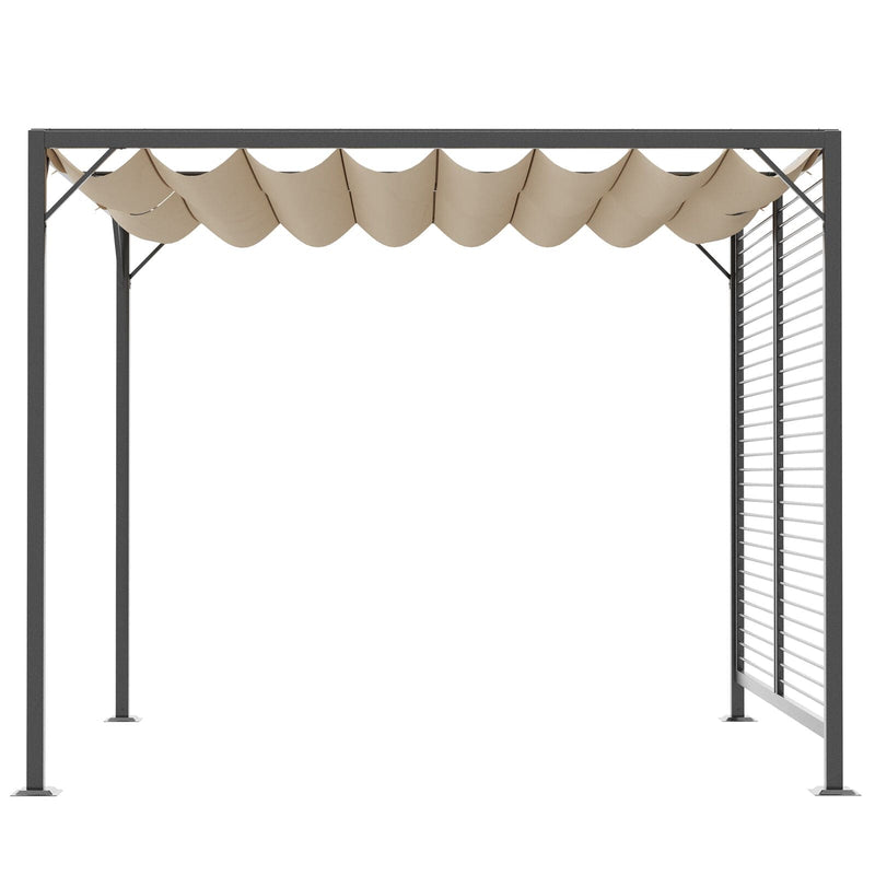 Metal Frame Pergola With Fabric Roof, 3m x 3m
