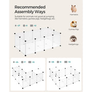 Recommended playpen assembly layouts for hamsters, guinea pigs and hedgehogs
