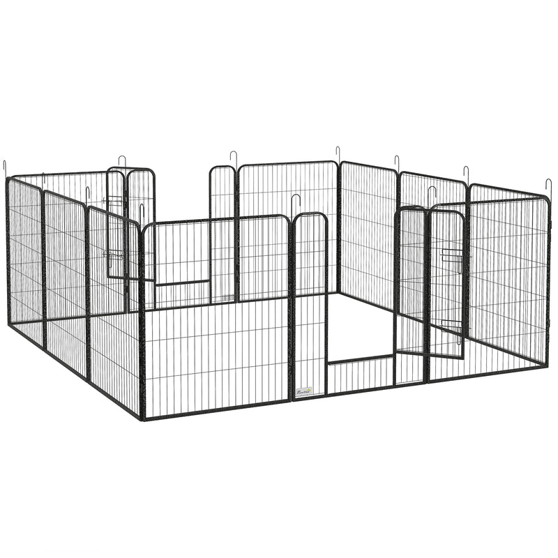 12 Panel Heavy Duty Puppy Playpen for Small Dogs Indoor and Outdoor Use Silver by PawHut