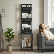 Tall Media Stand for Organising Vinyl Records and CDs with Space Saving Vertical Design Black Homcom